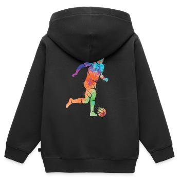 Fußball spielen Fußballer Jungen Fussball Kinder - Kinder Premium Organic Zip Hoodie - Schwarz - Hinten - AI Model Kid Male (0cm)