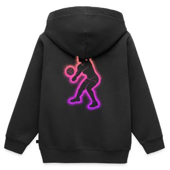 Joueuse de volley-ball Filles Joueuse de volley-ball - Sweat Premium à capuche zippé enfant bio - noir - Dos - AI Model Kid Male (0cm)