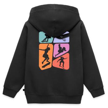 Skateur Skateur Skateur Skateboard Fille - Sweat Premium à capuche zippé enfant bio - noir - Dos - AI Model Kid Male (0cm)
