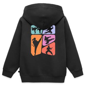 Karaté Fille Artiste Martial Enfants Taekwondo Fille - Sweat Premium à capuche zippé enfant bio - noir - Dos - AI Model Kid Male (0cm)