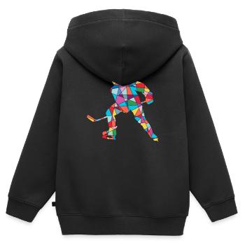 Eishockey Spieler Bunt Jungen Eishockeyspieler - Kinder Premium Organic Zip Hoodie - Schwarz - Hinten - AI Model Kid Male (0cm)