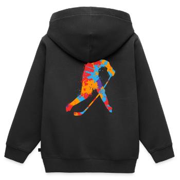 Joueurs de hockey sur glace Hockey Hommes Joueurs de hockey sur glace - Sweat Premium à capuche zippé enfant bio - noir - Dos - AI Model Kid Male (0cm)