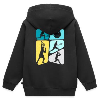 Joueurs de tennis Enfants Joueurs de tennis Garçons - Sweat Premium à capuche zippé enfant bio - noir - Dos - AI Model Kid Male (0cm)