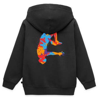 Parkour Freerunning Freerunner Coloré Parkour Runner - Sweat Premium à capuche zippé enfant bio - noir - Dos - AI Model Kid Male (0cm)