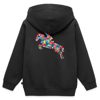 Pferd reiten Reiter Kinder Mädchen Frauen Pferde - Kinder Premium Organic Zip Hoodie - Schwarz - Hinten - AI Model Kid Male (0cm)