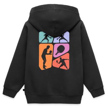 Joueurs de tennis de table garçons Tennis de table enfants - Sweat Premium à capuche zippé enfant bio - noir - Dos - AI Model Kid Male (0cm)