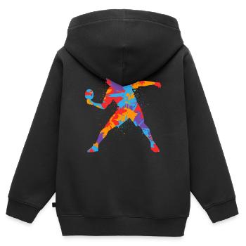 Joueurs de tennis de table Coloré Enfants Garçons Tennis de table - Sweat Premium à capuche zippé enfant bio - noir - Dos - AI Model Kid Male (0cm)