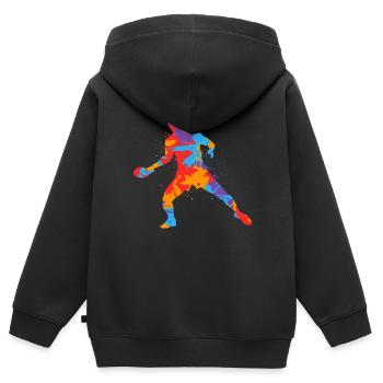 Joueurs de tennis de table Coloré Garçons Enfants Tennis de table - Sweat Premium à capuche zippé enfant bio - noir - Dos - AI Model Kid Male (0cm)