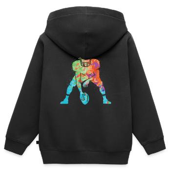 Football américain Sports Garçons Football Enfants - Sweat Premium à capuche zippé enfant bio - noir - Dos - AI Model Kid Male (0cm)