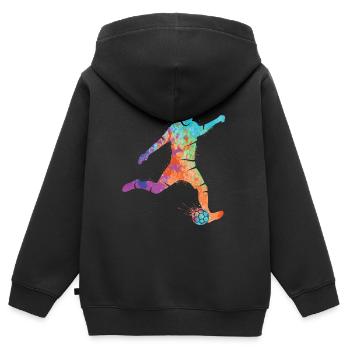 Jouer au football Enfants Football Hommes Football - Sweat Premium à capuche zippé enfant bio - noir - Dos - AI Model Kid Male (0cm)