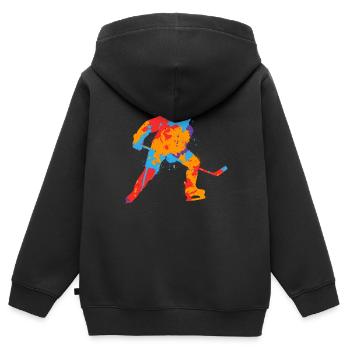 Joueurs de hockey sur glace Enfants colorés Joueurs de hockey sur glace - Sweat Premium à capuche zippé enfant bio - noir - Dos - AI Model Kid Male (0cm)