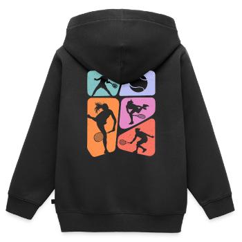 Joueurs de tennis Enfants Joueurs de tennis Filles - Sweat Premium à capuche zippé enfant bio - noir - Dos - AI Model Kid Male (0cm)