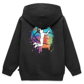 Basketballer Kinder Mädchen Basketball Jungen - Kinder Premium Organic Zip Hoodie - Schwarz - Hinten - AI Model Kid Male (0cm)
