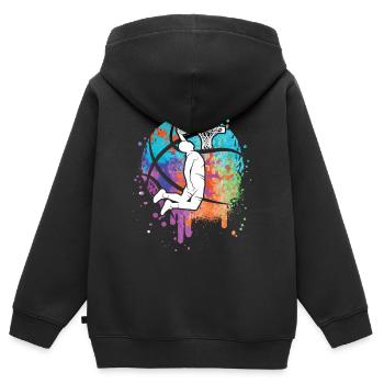 Basketteurs Joueurs Garçons Enfants Basketball Filles - Sweat Premium à capuche zippé enfant bio - noir - Dos - AI Model Kid Male (0cm)