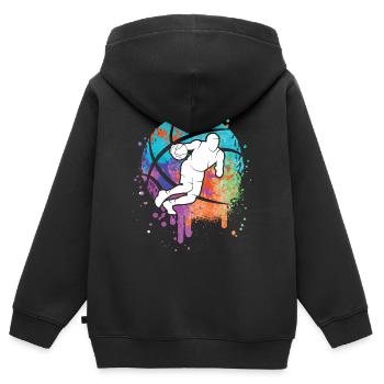 Basketballer Dribbling Kinder Basketball Jungen - Kinder Premium Organic Zip Hoodie - Schwarz - Hinten - AI Model Kid Male (0cm)