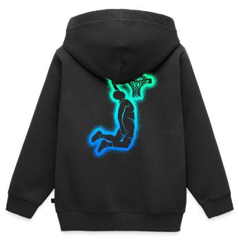 Basketteur Joueurs Garçons Enfants Basketball Hommes - Sweat Premium à capuche zippé enfant bio - noir - Dos - AI Model Kid Male (0cm)