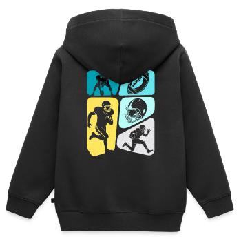 Football américain Hommes Enfants Garçons Football - Sweat Premium à capuche zippé enfant bio - noir - Dos - AI Model Kid Male (0cm)