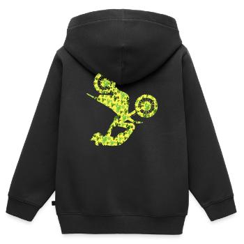 Dirt Biker Motard Garçons Hommes Motocross - Sweat Premium à capuche zippé enfant bio - noir - Dos - AI Model Kid Male (0cm)
