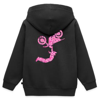 Dirt Biker Motard Motocross Fille - Sweat Premium à capuche zippé enfant bio - noir - Dos - AI Model Kid Male (0cm)