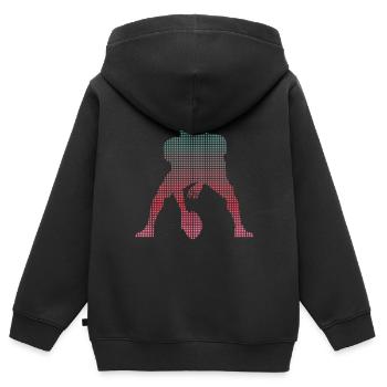 Football américain Pixélisé Football pour enfants - Sweat Premium à capuche zippé enfant bio - noir - Dos - AI Model Kid Male (0cm)