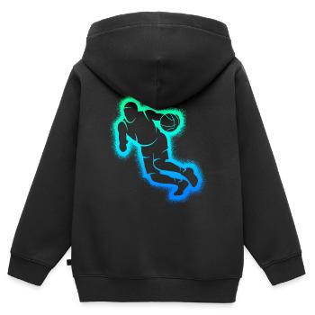 Basketballer Dribbling Herren Basketball Jungen - Kinder Premium Organic Zip Hoodie - Schwarz - Hinten - AI Model Kid Male (0cm)