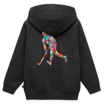 Hockey sur gazon Joueurs de hockey Enfants Hockey Garçons - Sweat Premium à capuche zippé enfant bio - noir - Dos - AI Model Kid Male (0cm)