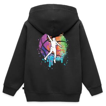 Basketballerin Kinder Basketball Mädchen - Kinder Premium Organic Zip Hoodie - Schwarz - Hinten - AI Model Kid Male (0cm)