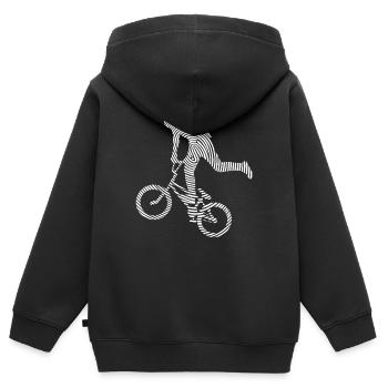 BMX Stunts Bike Fingerabdruck Fahrrad BMX - Kinder Premium Organic Zip Hoodie - Schwarz - Hinten - AI Model Kid Male (0cm)