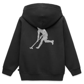 Hockey sur gazon Joueur de hockey Fingerprint Hockey - Sweat Premium à capuche zippé enfant bio - noir - Dos - AI Model Kid Male (0cm)