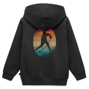 Joueur de hockey sur glace Fingerprint Hockey - Sweat Premium à capuche zippé enfant bio - noir - Dos - AI Model Kid Male (0cm)