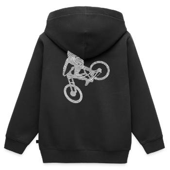 VTT de descente Empreinte digitale VTT - Sweat Premium à capuche zippé enfant bio - noir - Dos - AI Model Kid Male (0cm)