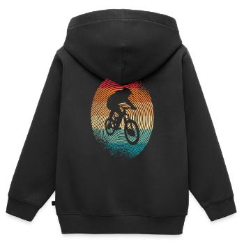 VTT empreinte digitale VTT de descente - Sweat Premium à capuche zippé enfant bio - noir - Dos - AI Model Kid Male (0cm)