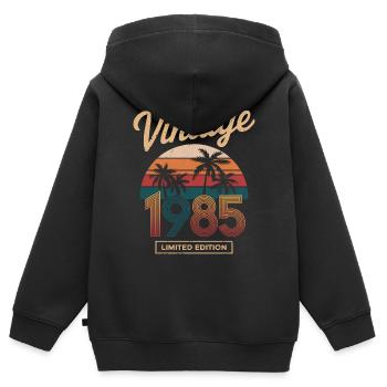Limitade edition 1985 - Sweat Premium à capuche zippé enfant bio - noir - Dos - AI Model Kid Male (0cm)