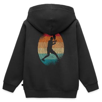 Joueur de tennis Fingerprint Tennis Homme - Sweat Premium à capuche zippé enfant bio - noir - Dos - AI Model Kid Male (0cm)