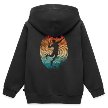 Volleyball Spieler Fingerabdruck Jungen Volleyball - Kinder Premium Organic Zip Hoodie - Schwarz - Hinten - AI Model Kid Male (0cm)