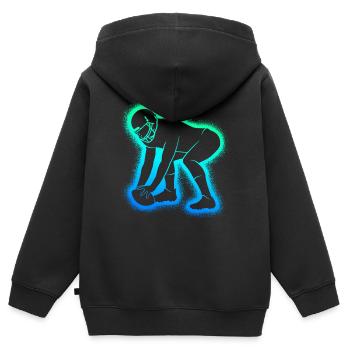 Joueurs de football américain Football masculin Garçons - Sweat Premium à capuche zippé enfant bio - noir - Dos - AI Model Kid Male (0cm)