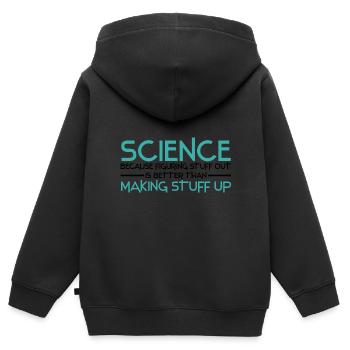Atheismus Sprüche | Atheisten Atheist Geschenkidee - Kinder Premium Organic Zip Hoodie - Schwarz - Hinten - AI Model Kid Male (0cm)