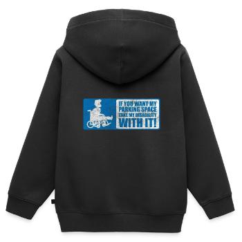 Behinderung Handicap - Kinder Premium Organic Zip Hoodie - Schwarz - Hinten - AI Model Kid Male (0cm)