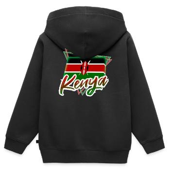 Kenya - Sweat Premium à capuche zippé enfant bio - noir - Dos - AI Model Kid Male (0cm)