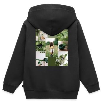 happy lifestyle | grüne trendy Collage - Kinder Premium Organic Zip Hoodie - Schwarz - Hinten - AI Model Kid Male (0cm)