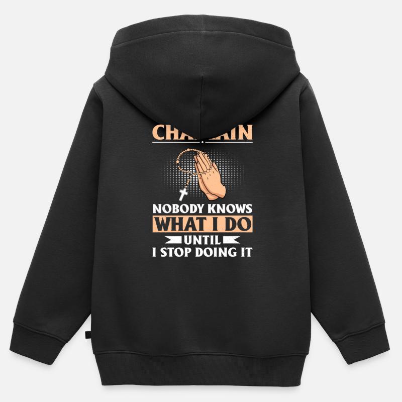 Prêtre de paroisse aumônier - Sweat Premium à capuche zippé enfant bio - noir
