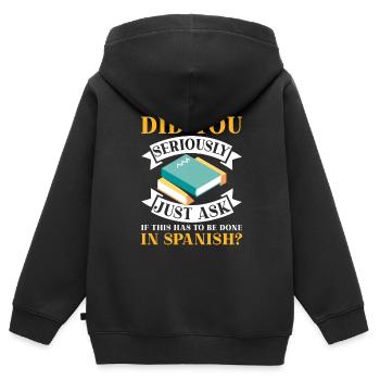 Spanischlehrerin Maestra Bilinguale Lehrerin - Kinder Premium Organic Zip Hoodie - Schwarz - Hinten - AI Model Kid Male (0cm)