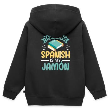 Spanischlehrerin Maestra Bilinguale Lehrerin - Kinder Premium Organic Zip Hoodie - Schwarz - Hinten - AI Model Kid Male (0cm)