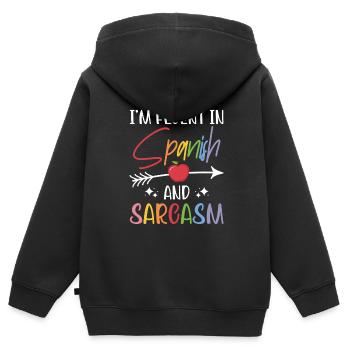 Spanischlehrerin Maestra Bilinguale Lehrerin - Kinder Premium Organic Zip Hoodie - Schwarz - Hinten - AI Model Kid Male (0cm)