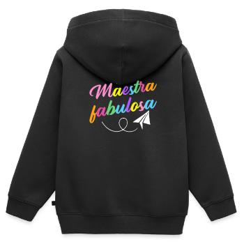Spanischlehrerin Maestra Bilinguale Lehrerin - Kinder Premium Organic Zip Hoodie - Schwarz - Hinten - AI Model Kid Male (0cm)