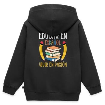 Spanischlehrerin Maestra Bilinguale Lehrerin - Kinder Premium Organic Zip Hoodie - Schwarz - Hinten - AI Model Kid Male (0cm)