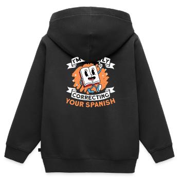 Spanischlehrerin Maestra Bilinguale Lehrerin - Kinder Premium Organic Zip Hoodie - Schwarz - Hinten - AI Model Kid Male (0cm)
