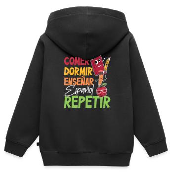 Spanischlehrerin Maestra Bilinguale Lehrerin - Kinder Premium Organic Zip Hoodie - Schwarz - Hinten - AI Model Kid Male (0cm)