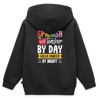 Spanischlehrerin Maestra Bilinguale Lehrerin - Kinder Premium Organic Zip Hoodie - Schwarz - Hinten - AI Model Kid Male (0cm)