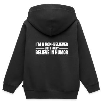 Atheismus - Kinder Premium Organic Zip Hoodie - Schwarz - Hinten - AI Model Kid Male (0cm)